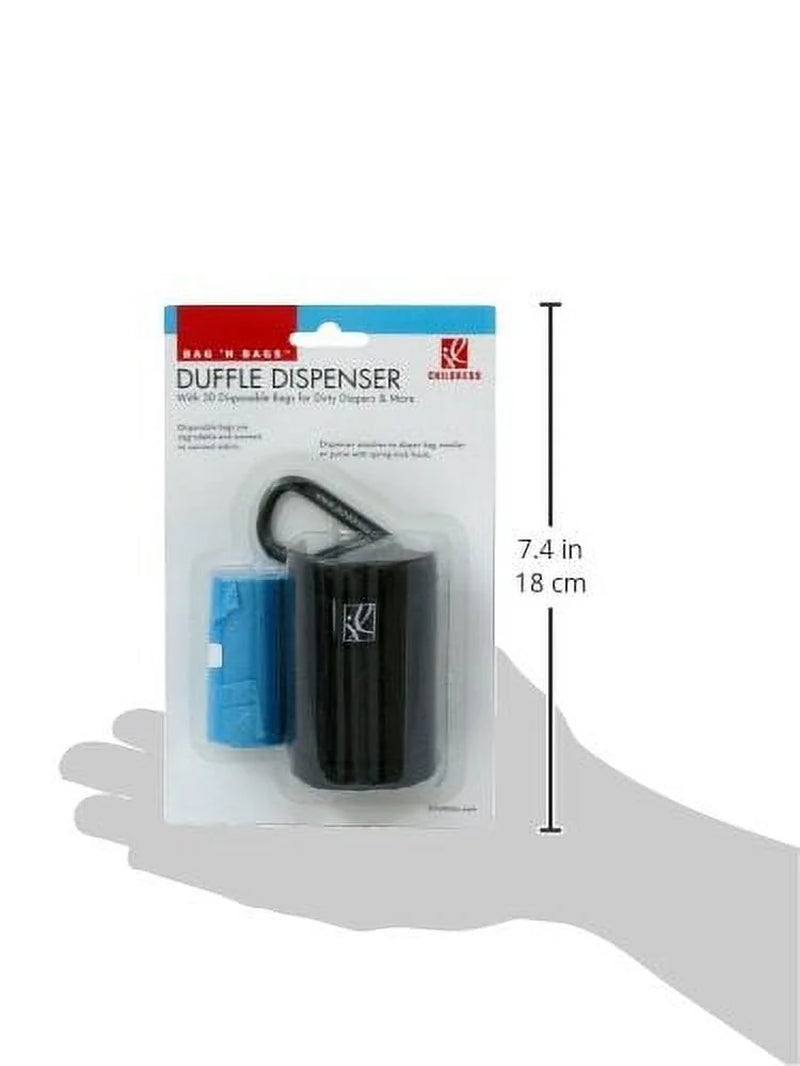 Bag N' Bags Portable Fabric Duffel Dispenser and Waste Bag Refill - Includes 30 Disposable Bags - Black