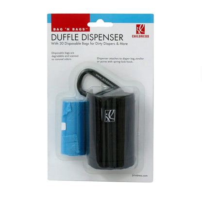 Bag N' Bags Portable Fabric Duffel Dispenser and Waste Bag Refill - Includes 30 Disposable Bags - Black